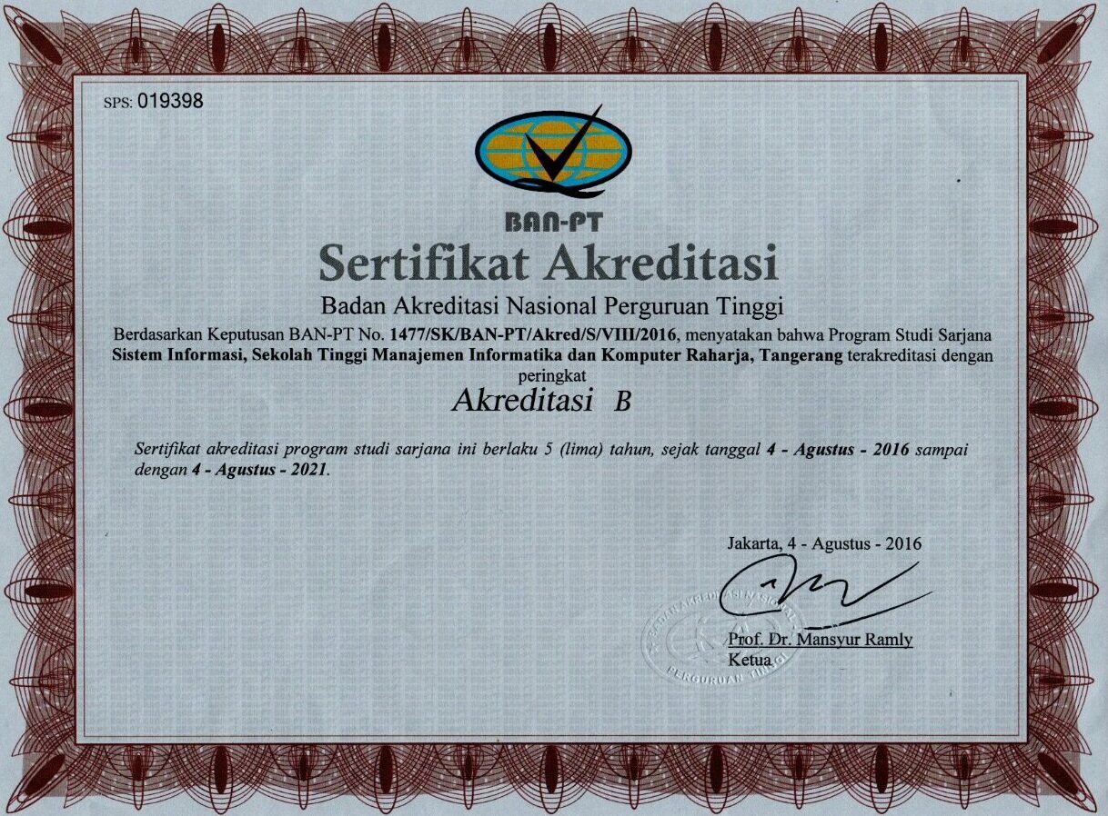 SERTIFIKAT AKREDITASI SI